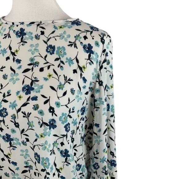 Loft floral womens business Blouse size small bell cuffs - Picture 3 of 5